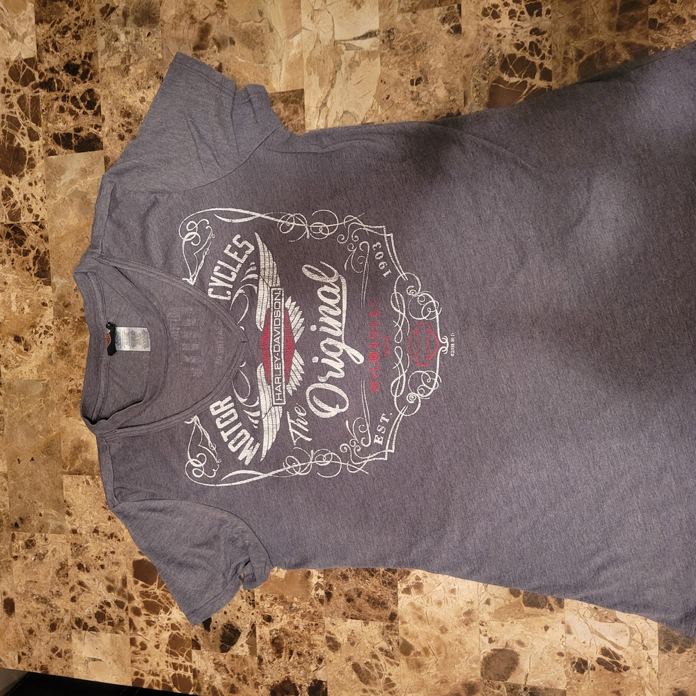 Harley-Davidson Red and Gray Short Sleeve Tee